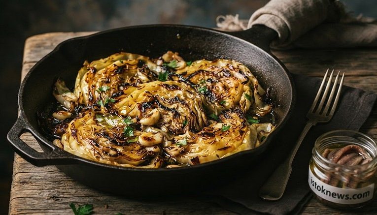Жареная капуста с анчоусами и чесноком: глубокий вкус из простых продуктов