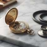 Изящный хронометр и стетоскоп на светлой поверхности