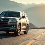 Сучасний позашляховик Toyota Land Cruiser 300 на мальовничій гірській асфальтній дорозі в Японії вдень