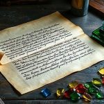 Кусочки яркой разноцветной стеклянной смальты, небрежно рассыпанные на деревянном столе рядом со старинным пергаментом и чернильницей.