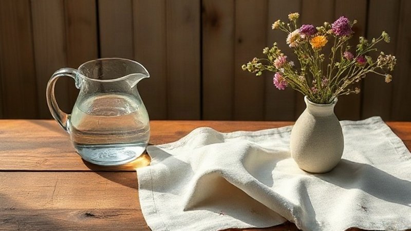 Глиняный кувшин, полевые цветы и льняной рушник со звездной вышивкой 30 Августа.