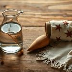 Сосуд с чистой водой, колосья пшеницы и льняной рушник на столе 4 Сентября.
