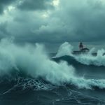Огромные штормовые волны разбиваются о береговые сооружения во время удара тайфуна Дуджуан у берегов Японии