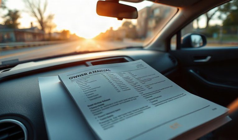 Техническая документация автомобиля на приборной панели в салоне