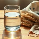 Сосуд с чистой водой, колосья пшеницы и льняной рушник на столе 5 Сентября.