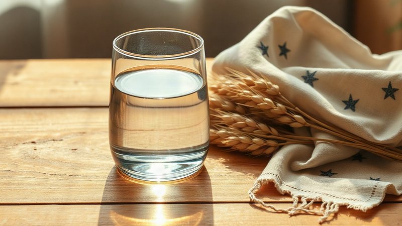 Сосуд с чистой водой, колосья пшеницы и льняной рушник на столе 5 Сентября.