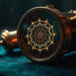 Изящный латунный калейдоскоп, отражающий симметричные узоры звезд