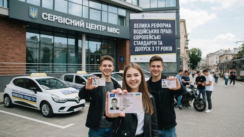 Семнадцатилетний водитель за рулем легкового авто вместе с наставником на пассажирском сиденье