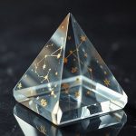 Кварцевая пирамида с астрологическими символами на зеркальной поверхности