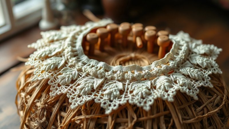 Старинное ажурное елецкое коклюшечное кружево конца XIX века с растительным узором.