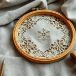 Старинное льняное полотно конца XIX века с геометрической ажурной крестецкой строчкой.