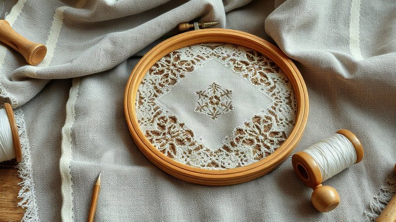 Старинное льняное полотно конца XIX века с геометрической ажурной крестецкой строчкой.