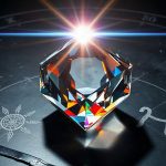 Призматический кристаллический многогранник, преломляющий радужные лучи созвездий