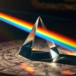 Стеклянная оптическая призма, преломляющая свет на звездную карту
