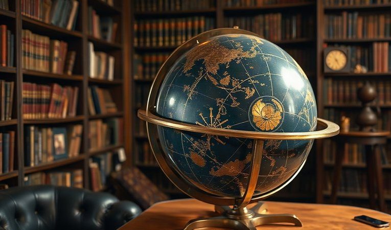 Винтажный вращающийся звездный глобус с зодиакальными поясами