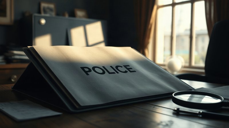 Папка с материалами уголовного дела и распечатанными уликами на рабочем столе