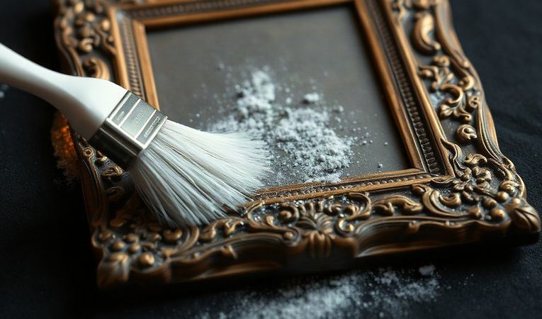 Ластик и мягкая щетка для резных рамок: сухая чистка старинного декора