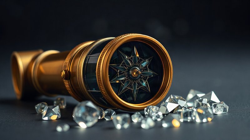 Старинный звездный калейдоскоп с россыпью оптических кристаллов