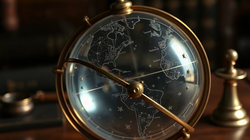 Старинный небесный глобус из гравированного стекла и бронзы