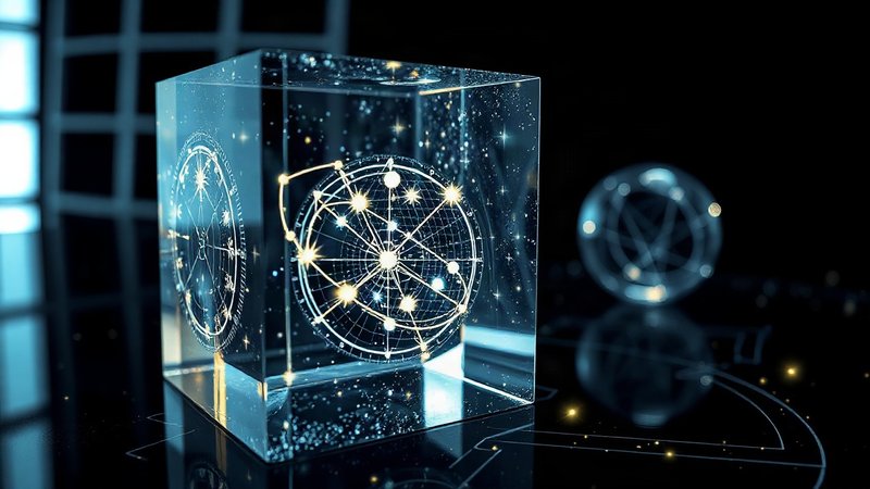 Световой кристаллический куб с лазерной 3D-гравировкой созвездий внутри
