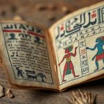 Страница старинного Дрезденского кодекса майя с иероглифами и цветными рисунками.