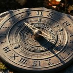 Резной каменный диск солнечных часов с высеченными древними зодиакальными символами