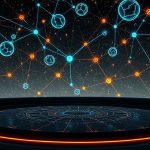 Голографическая трехмерная проекция созвездий зодиака над темным планшетом