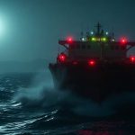 Нефтяной танкер идет через темные воды Ормузского пролива в условиях повышенной опасности