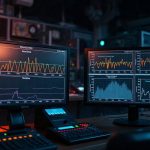 Мониторы в центре управления лазерным комплексом с графиками интенсивности рентгеновского излучения