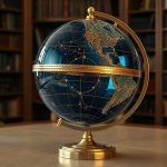 Вращающийся стеклянный небесный глобус с золотыми созвездиями