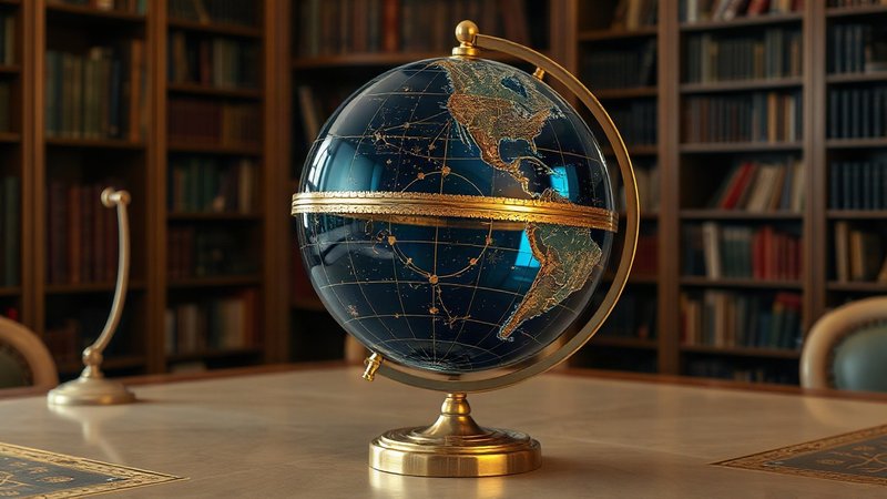 Вращающийся стеклянный небесный глобус с золотыми созвездиями