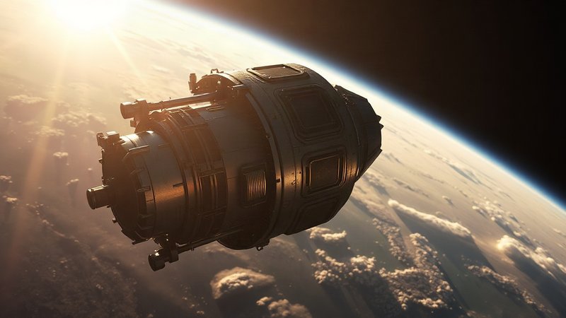 Телескоп Hubble на высокой околоземной орбите на фоне очертаний земных материков