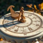 Старинные мраморные солнечные часы с зодиакальным кругом